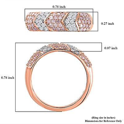 Natural Pink and White Diamond I3 Band Ring in Vermeil Rose Gold Over Sterling Silver (Size 6.0) 0.50 ctw