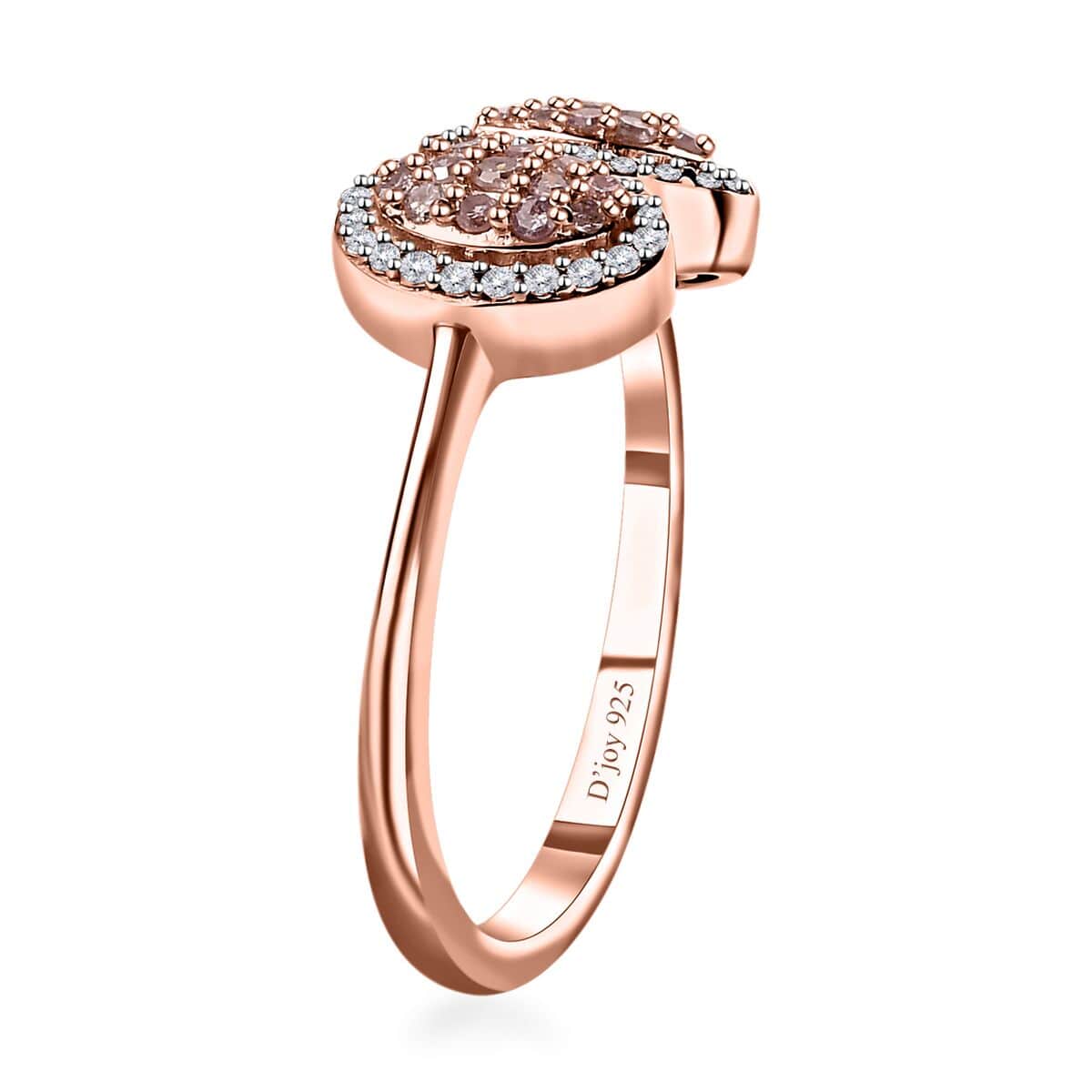 Natural Pink and White Diamond I3 Toi et Moi Ring in Vermeil Rose Gold Over Sterling Silver (Size 7.0) 0.33 ctw image number 3