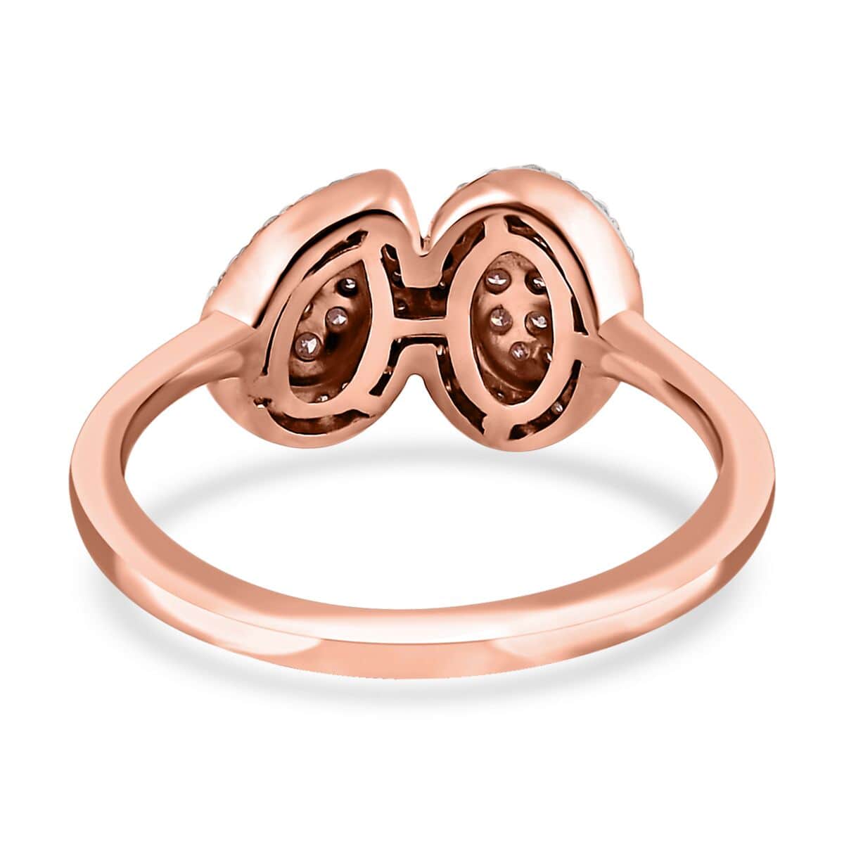 Natural Pink and White Diamond I3 Toi et Moi Ring in Vermeil Rose Gold Over Sterling Silver (Size 7.0) 0.33 ctw image number 4