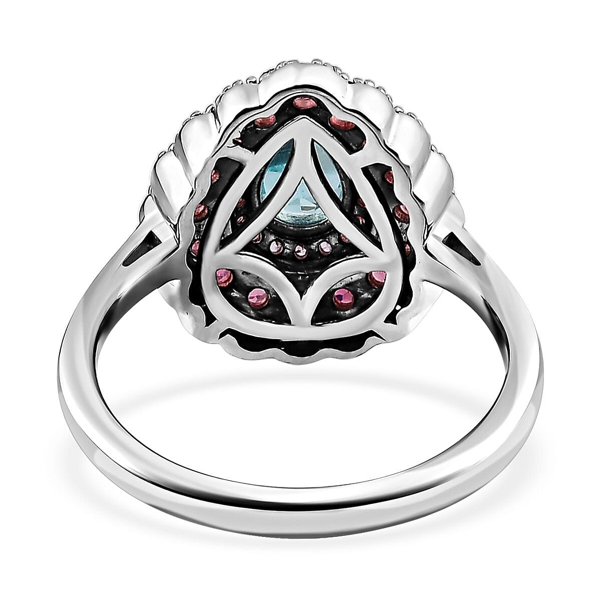 Madagascar Paraiba Apatite and Multi Gemstone Ring in Vermeil RG and Platinum Over Sterling Silver (Size 5.0) 1.75 ctw image number 4