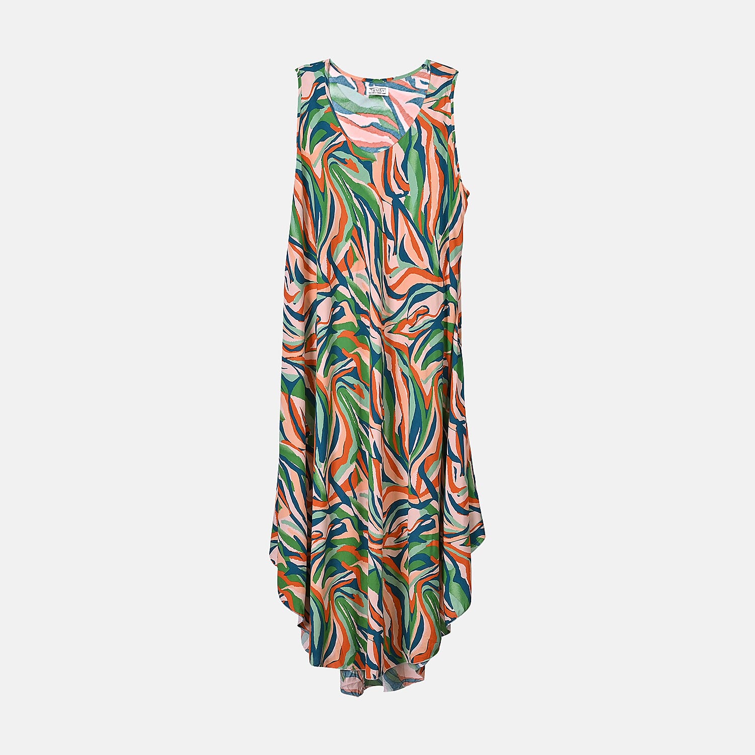 Tamsy Blue Art Midi Umbrella Dress - (28.34"x51.18")
