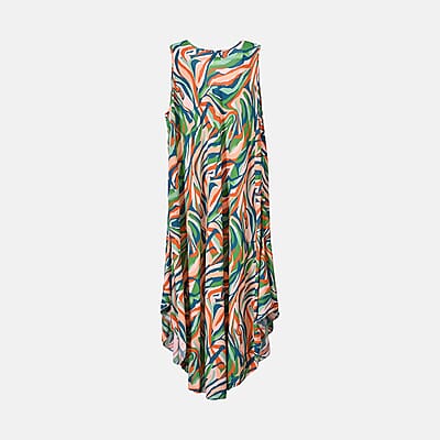 Tamsy Multi Tiger A-Line Viscose Sleeveless Dress - One Size Plus
