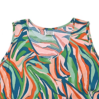 Tamsy Multi Tiger A-Line Viscose Sleeveless Dress - One Size Plus