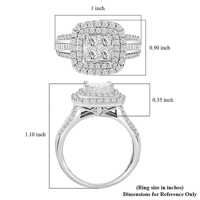 NY Closeout 10K White Gold Diamond Ring (Size 10.0) 5.70 Grams 1.75 ctw