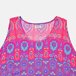 Tamsy Pink Bandana A-Line Viscose Sleeveless Dress - One Size Plus