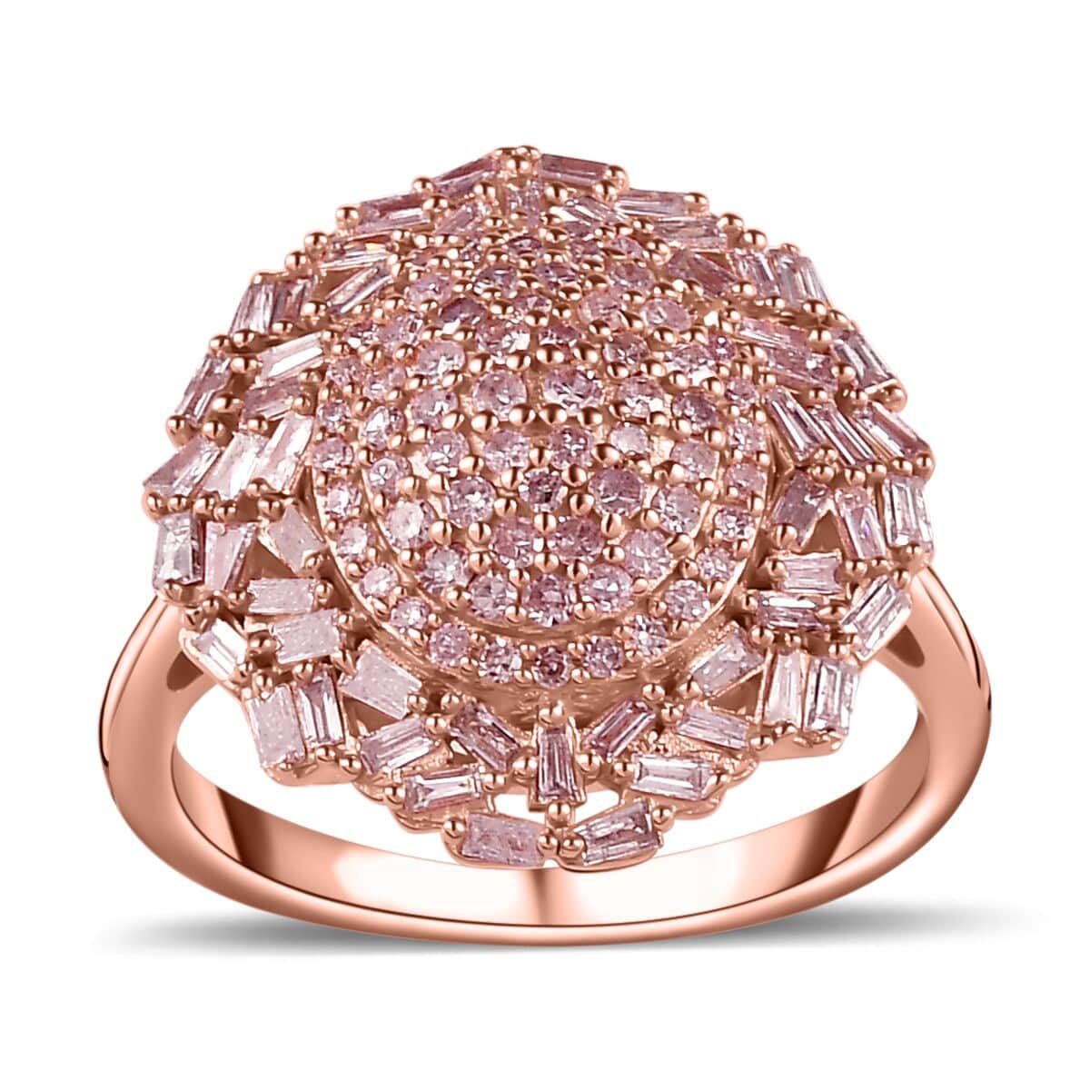 Natural Pink Diamond I3 Cluster Ring in Vermeil Rose Gold Over Sterling Silver (Size 10.0) 1.00 ctw image number 0