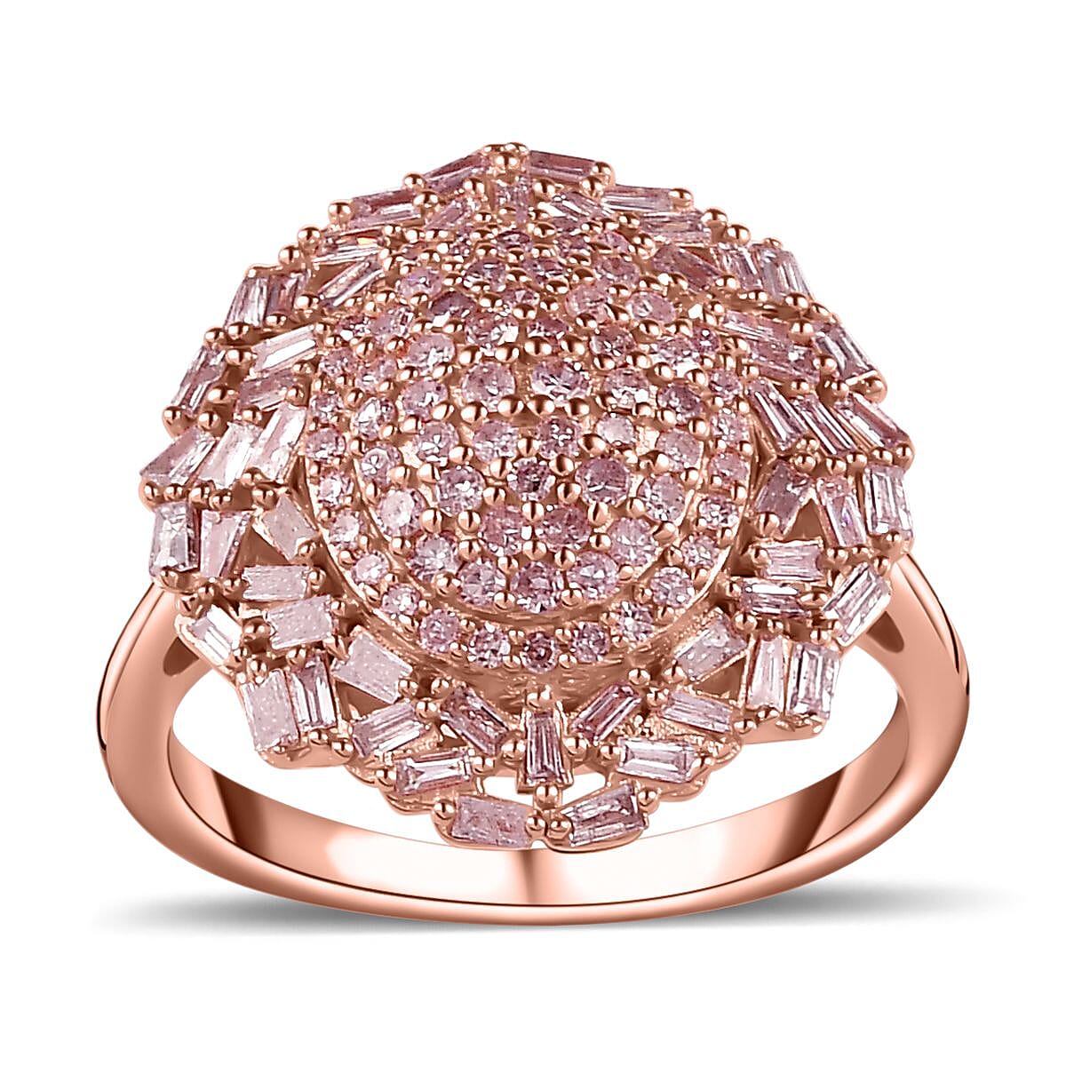 Natural Pink Diamond I3 Cluster Ring in Vermeil Rose Gold Over Sterling Silver (Size 10.0) 1.00 ctw image number 0