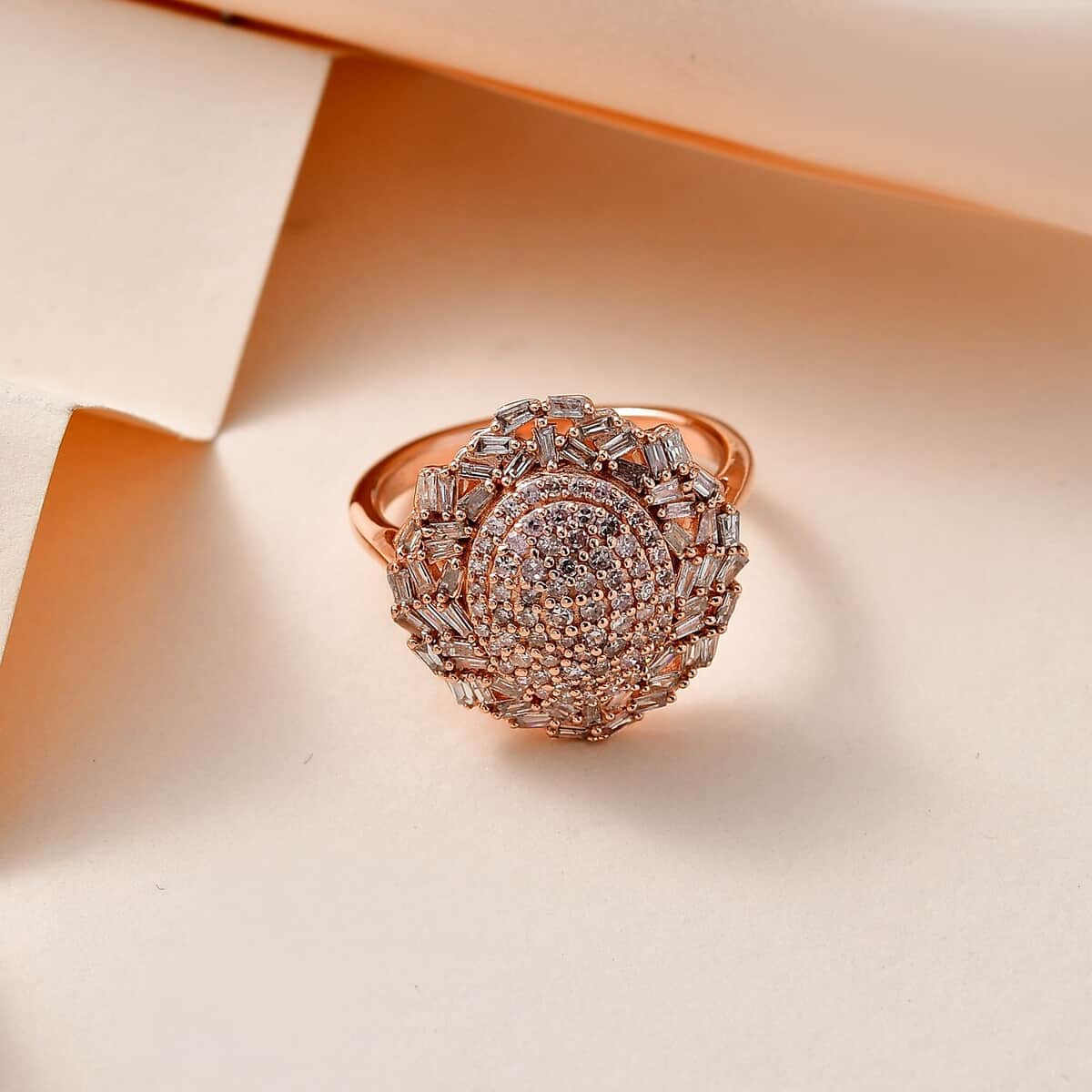 Natural Pink Diamond I3 Cluster Ring in Vermeil Rose Gold Over Sterling Silver (Size 10.0) 1.00 ctw image number 1
