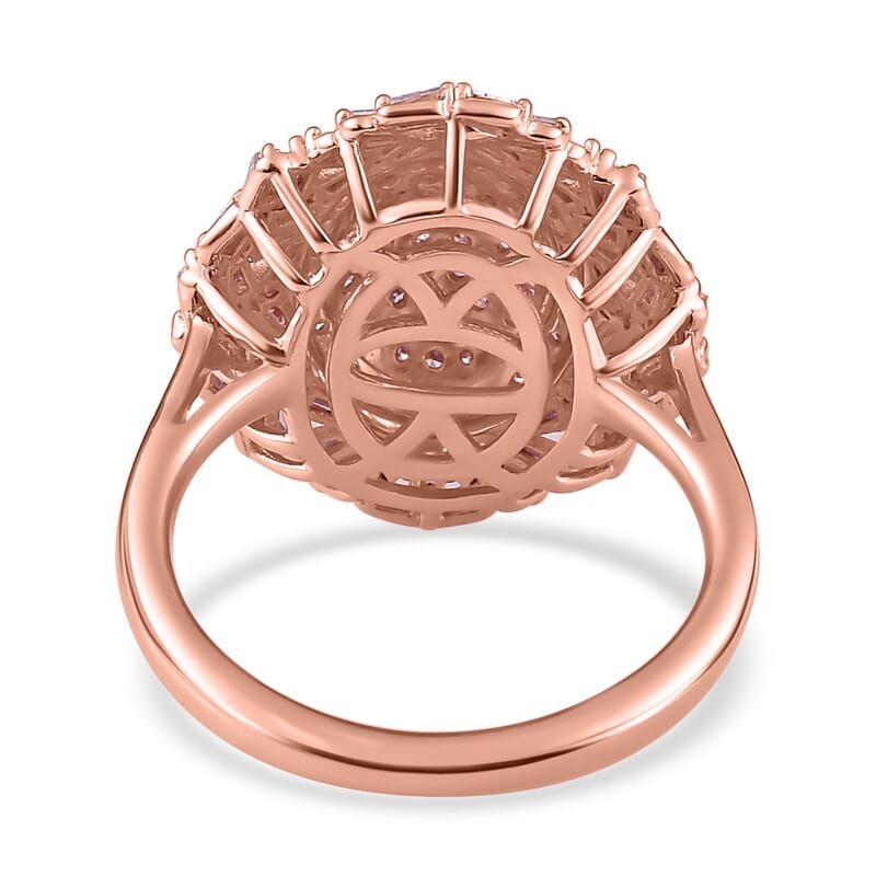 D'Joy Natural Pink Diamond I3 1.00 ctw Lightburst Ring in 18K Vermeil Rose Gold Over Sterling Silver (Size 10.0)