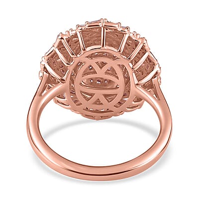 D'Joy Natural Pink Diamond I3 1.00 ctw Lightburst Ring in 18K Vermeil Rose Gold Over Sterling Silver (Size 6.0)