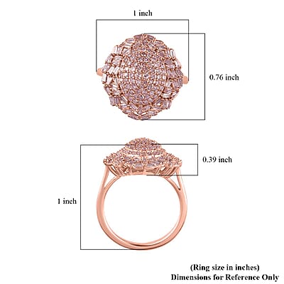 D'Joy Natural Pink Diamond I3 1.00 ctw Lightburst Ring in 18K Vermeil Rose Gold Over Sterling Silver (Size 6.0)