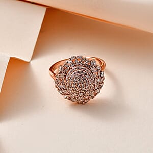 D'Joy Natural Pink Diamond I3 1.00 ctw Lightburst Ring in 18K Vermeil Rose Gold Over Sterling Silver (Size 7.0)