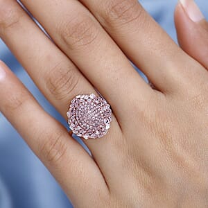 D'Joy Natural Pink Diamond I3 1.00 ctw Lightburst Ring in 18K Vermeil Rose Gold Over Sterling Silver (Size 7.0)