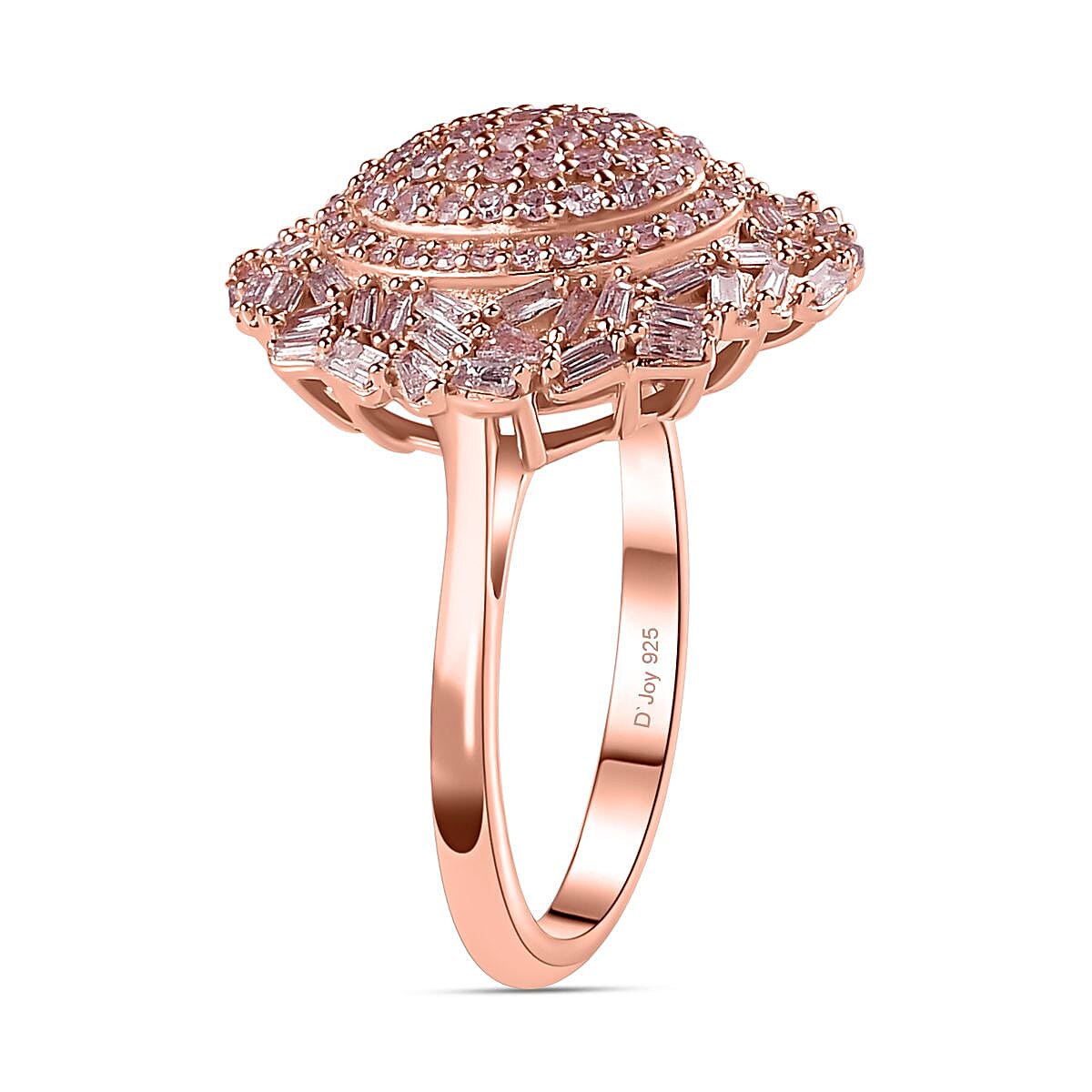D'Joy Natural Pink Diamond I3 1.00 ctw Lightburst Ring in 18K Vermeil Rose Gold Over Sterling Silver (Size 7.0) image number 3