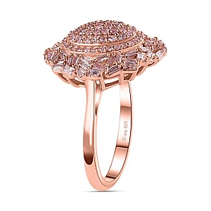 D'Joy Natural Pink Diamond I3 1.00 ctw Lightburst Ring in 18K Vermeil Rose Gold Over Sterling Silver (Size 7.0)