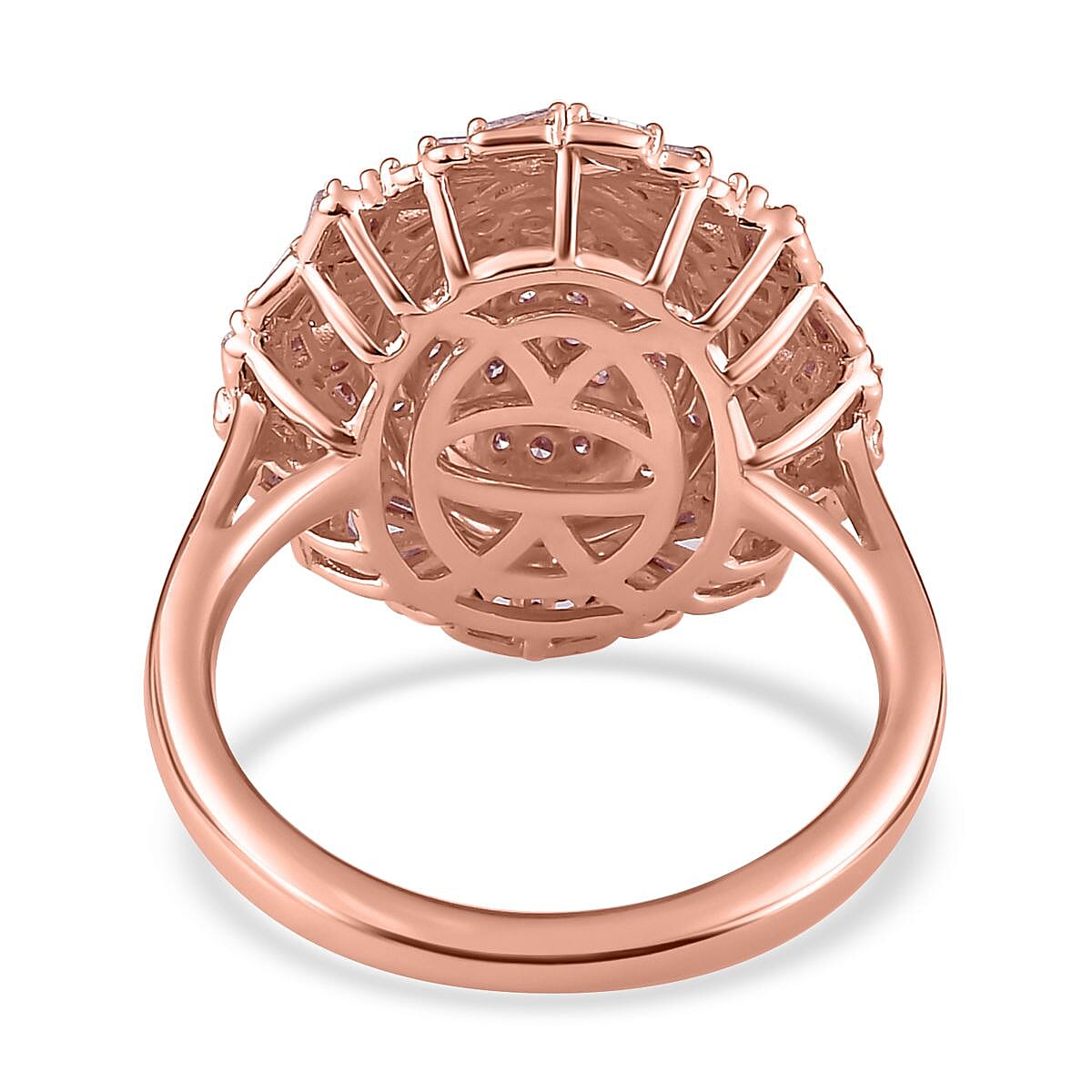 D'Joy Natural Pink Diamond I3 1.00 ctw Lightburst Ring in 18K Vermeil Rose Gold Over Sterling Silver (Size 7.0) image number 4