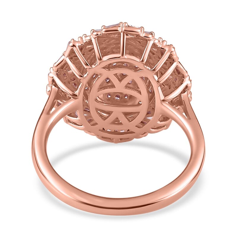 D'Joy Natural Pink Diamond I3 1.00 ctw Lightburst Ring in 18K Vermeil Rose Gold Over Sterling Silver (Size 8.0)