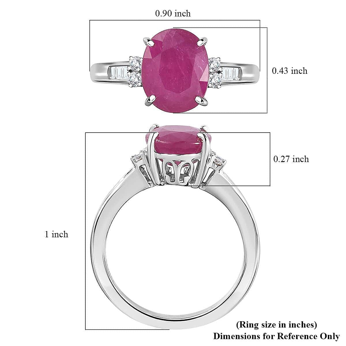 Luxoro 14K White Gold AAA Mozambique Ruby, Diamond (G-H, I2) Ring (Size 10.0) 3.25 ctw image number 5