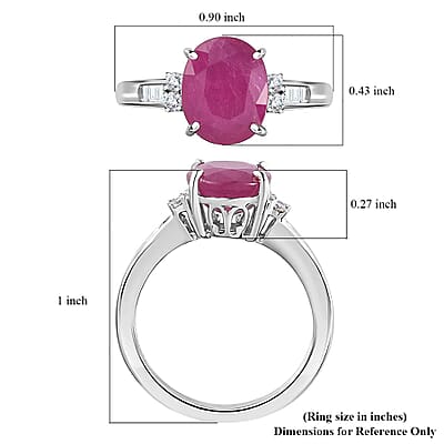 Luxoro 14K White Gold AAA Mozambique Ruby and G-H I2 Diamond Ring (Size 10.0) 3.25 ctw