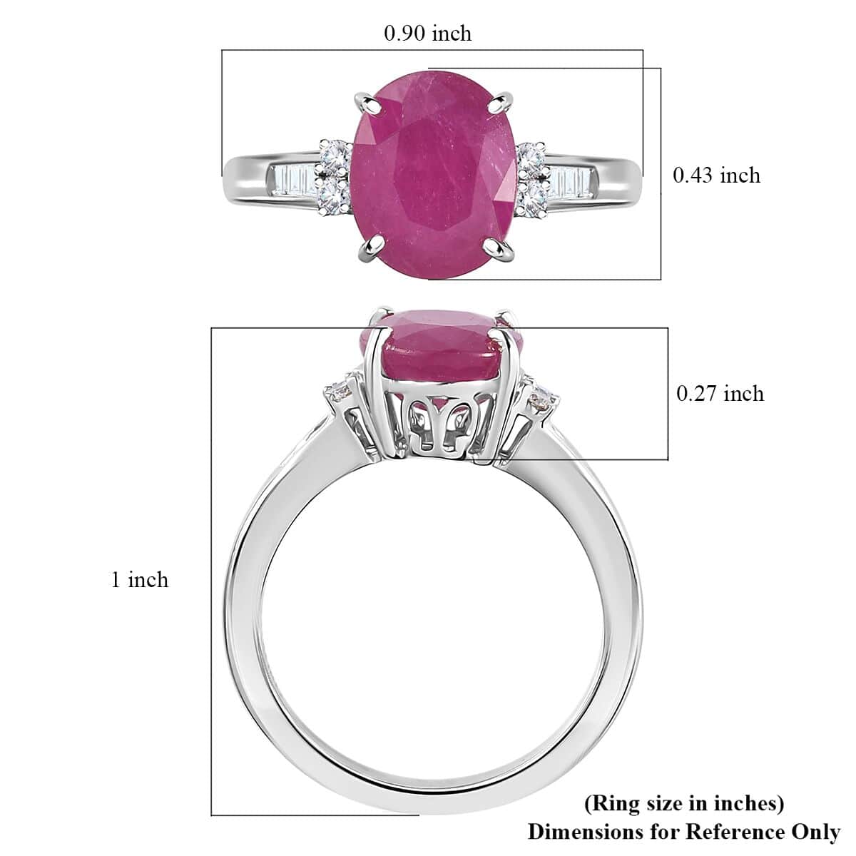 Luxoro 14K White Gold AAA Mozambique Ruby and G-H I2 Diamond Ring (Size 6.0) 3.25 ctw image number 5