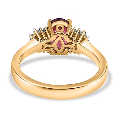 Luxoro 10K Yellow Gold AAA Ouro Fino Rubellite, Diamond (G-H, I2) Ring (Size 10.0) 1.45 ctw
