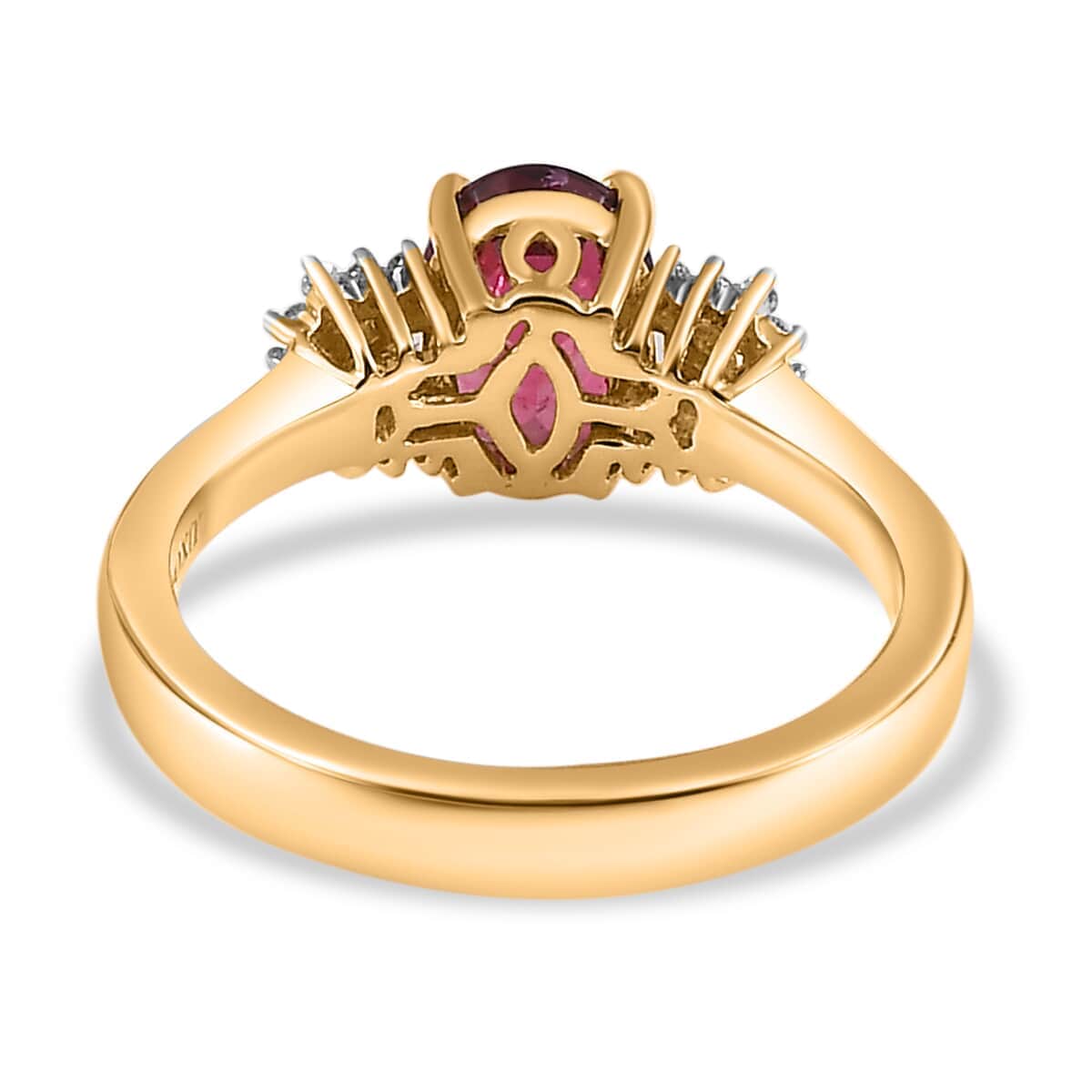 Luxoro 10K Yellow Gold AAA Ouro Fino Rubellite, Diamond (G-H, I2) Ring (Size 10.0) 1.45 ctw image number 4