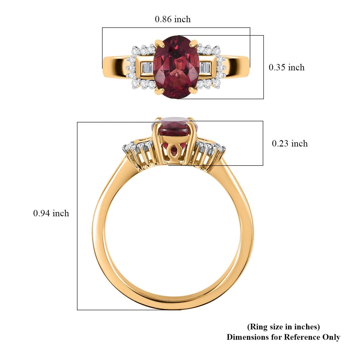 Luxoro 10K Yellow Gold AAA Ouro Fino Rubellite and G-H I2 Diamond Ring (Size 7.0) 1.45 ctw image number 5