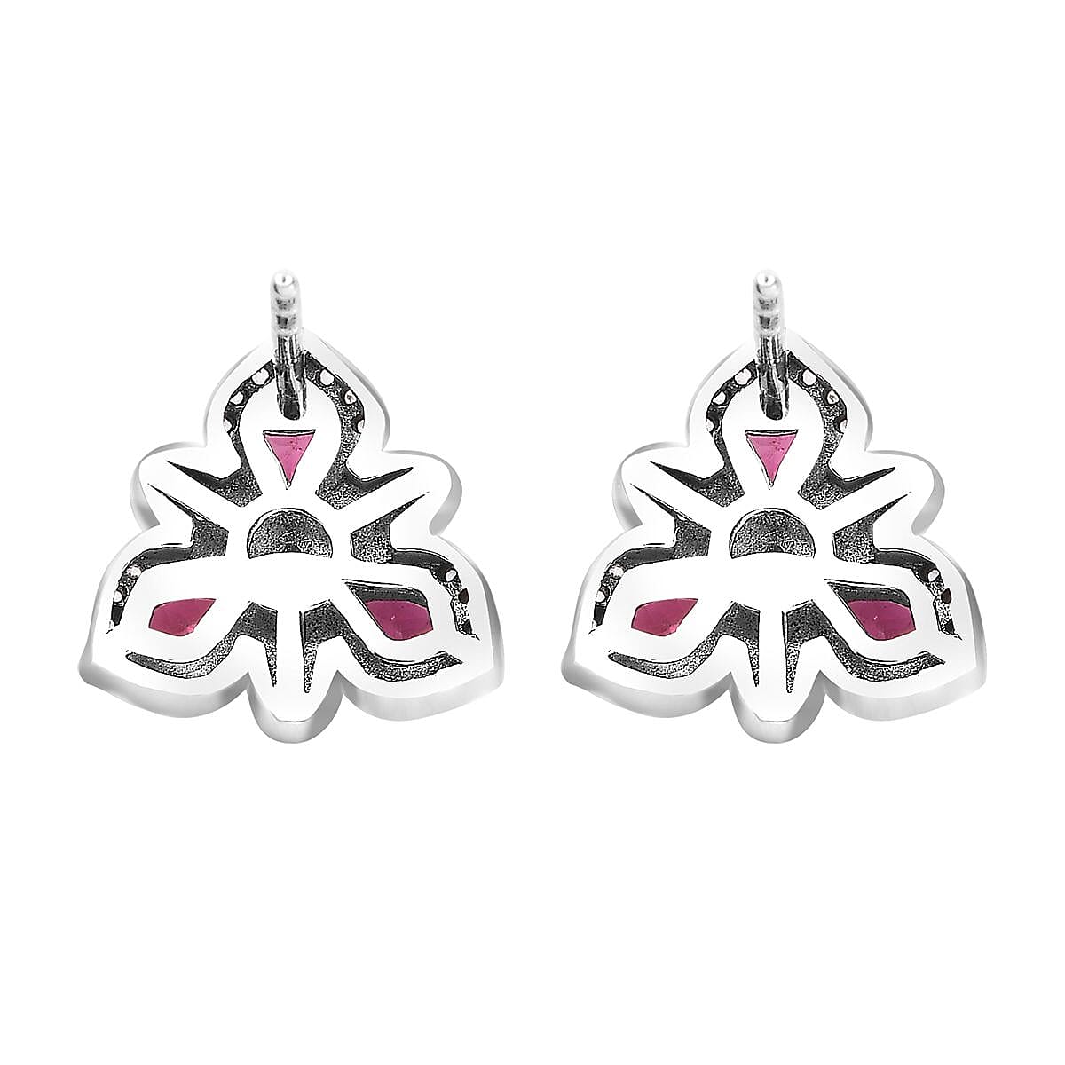 Ouro Fino Rubellite and Multi Gemstone Earrings in Platinum Over Sterling Silver 1.50 ctw