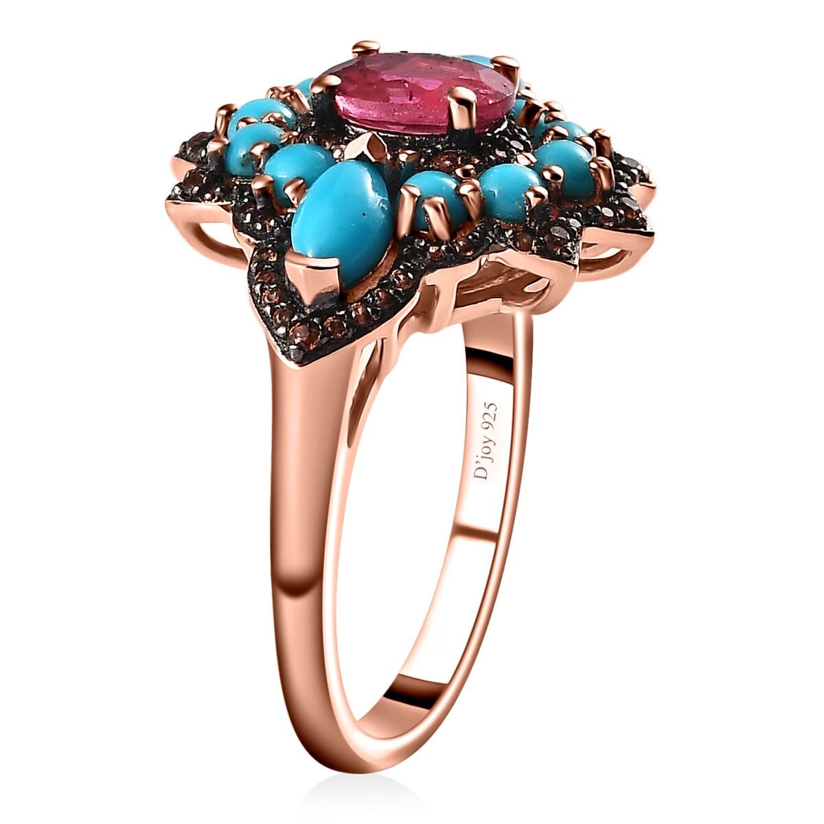 Ouro Fino Rubellite and Multi Gemstone 2.35 ctw Ring in Vermeil Rose Gold Over Sterling Silver (Size 7.0) image number 3