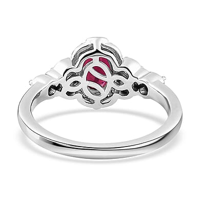 Premium Ouro Fino Rubellite and Multi Gemstone Ring in Platinum Over Sterling Silver (Size 6.0) 1.30 ctw