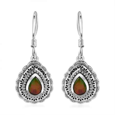 Artisan Crafted Canadian Ammolite Fish Hook Earrings in Sterling Silver , Shop LC