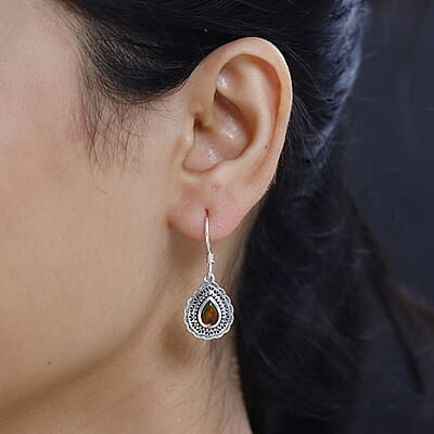 Artisan Crafted Canadian Ammolite Fish Hook Earrings in Sterling Silver