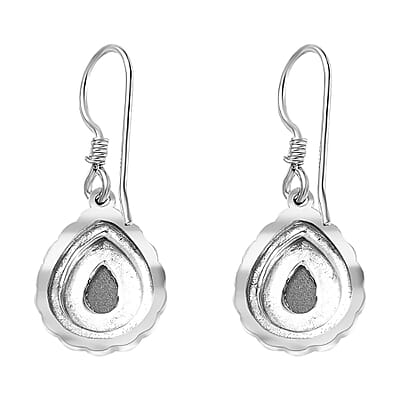 Artisan Crafted Canadian Ammolite Fish Hook Earrings in Sterling Silver