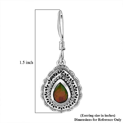 Artisan Crafted Canadian Ammolite Fish Hook Earrings in Sterling Silver