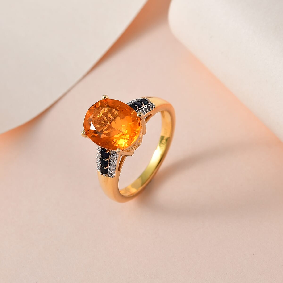 Premium Brazilian Fire Opal and Multi Gemstone 2.75 ctw Ring in Vermeil Yellow Gold Over Sterling Silver (Size 8.0) image number 1