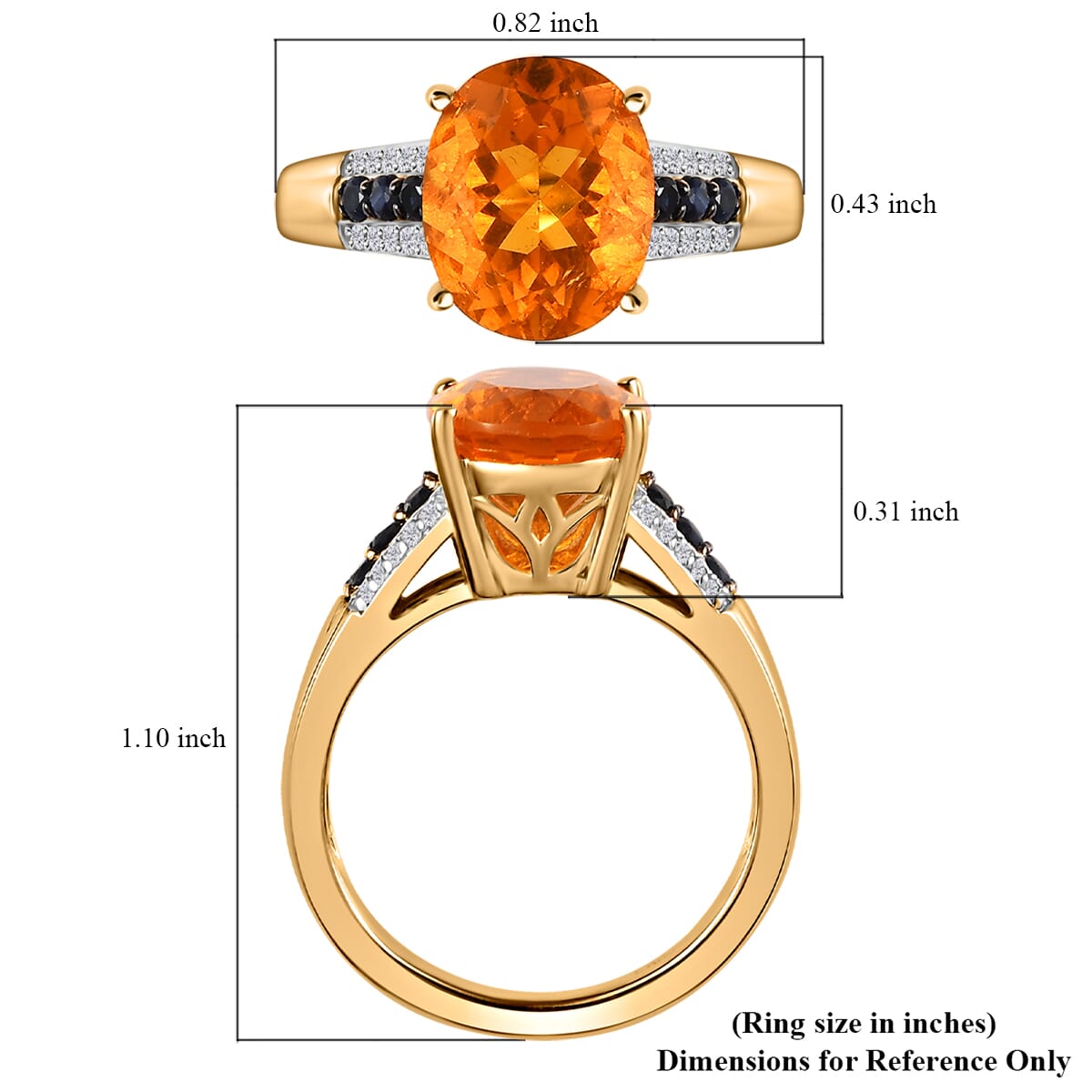 Premium Brazilian Fire Opal and Multi Gemstone 2.75 ctw Ring in Vermeil Yellow Gold Over Sterling Silver (Size 8.0) image number 5