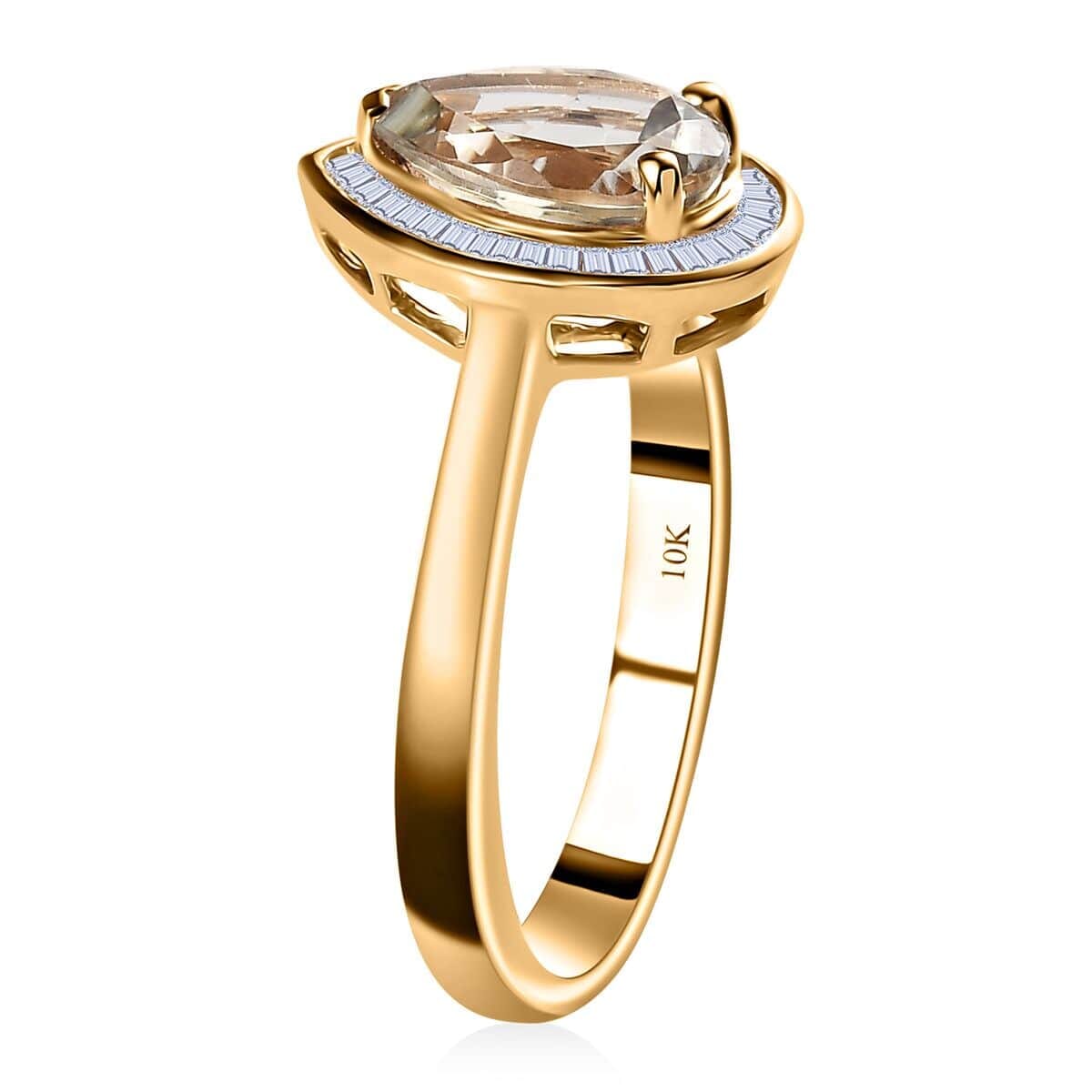 Luxoro AAA Turkizite and G-H I2 Diamond 2.40 ctw Halo Ring in 10K Yellow Gold (Size 6.0) image number 3