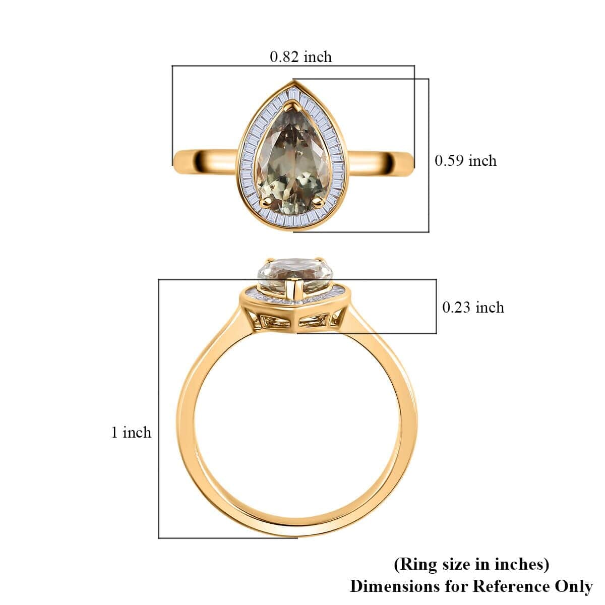 Luxoro AAA Turkizite and G-H I2 Diamond 2.40 ctw Halo Ring in 10K Yellow Gold (Size 6.0) image number 5