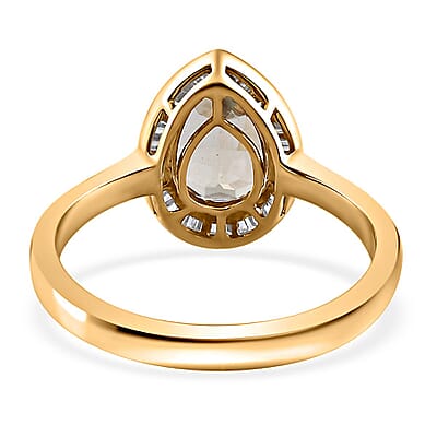Luxoro AAA Turkizite and G-H I2 Diamond 2.40 ctw Halo Ring in 10K Yellow Gold (Size 10.0)