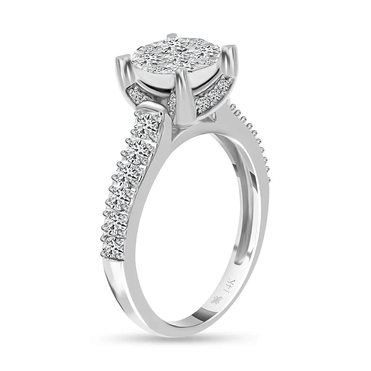 14K White Gold Snow White & Pepper Brilliant Diamond Ring (Size 8.0) 1.00 ctw image number 4
