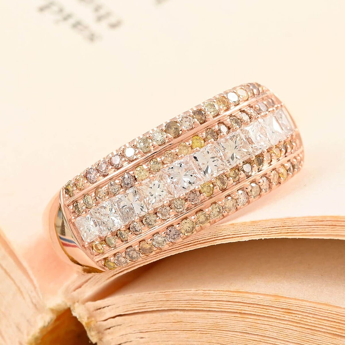 14K Rose Gold Multi Diamond SI Ring (Size 7.5) 1.00 ctw image number 1