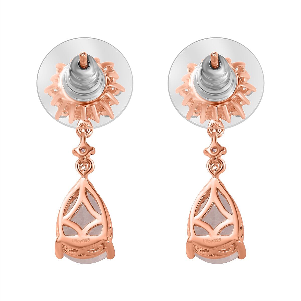 Premium Rainbow Moonstone and Multi Gemstone Drop Earrings in Vermeil Rose Gold Over Sterling Silver 5.30 ctw
