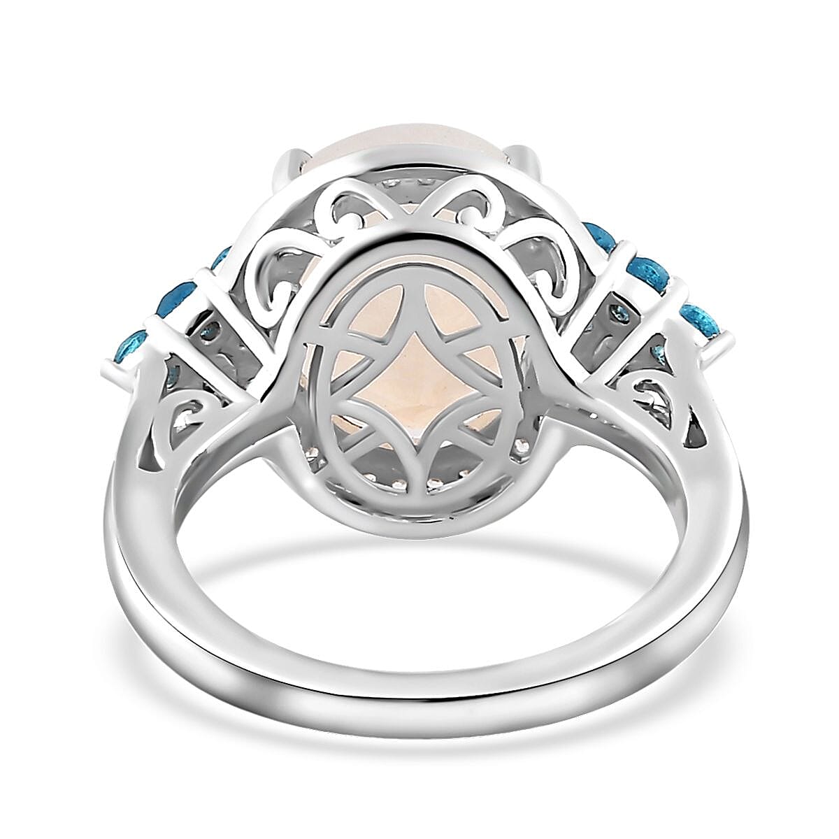 Premium Rainbow Moonstone, Multi Gemstone Ring in Platinum Over Sterling Silver (Size 10.0) 5.65 ctw image number 5