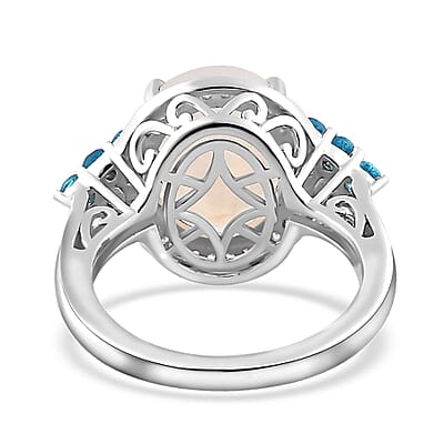 Premium Rainbow Moonstone and Multi Gemstone Ring in Platinum Over Sterling Silver (Size 10.0) 5.65 ctw