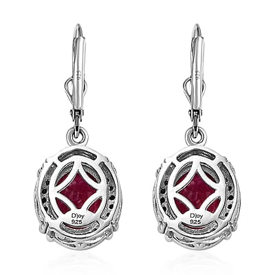 Niassa Ruby (FF) and Thai Black Spinel Lever Back Earrings in Platinum Over Sterling Silver 8.35 ctw