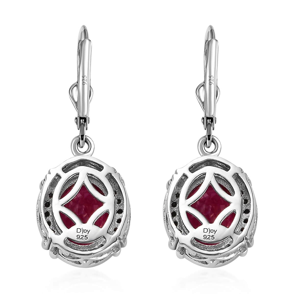 Niassa Ruby (FF) and Thai Black Spinel Lever Back Earrings in Platinum Over Sterling Silver 8.35 ctw image number 4