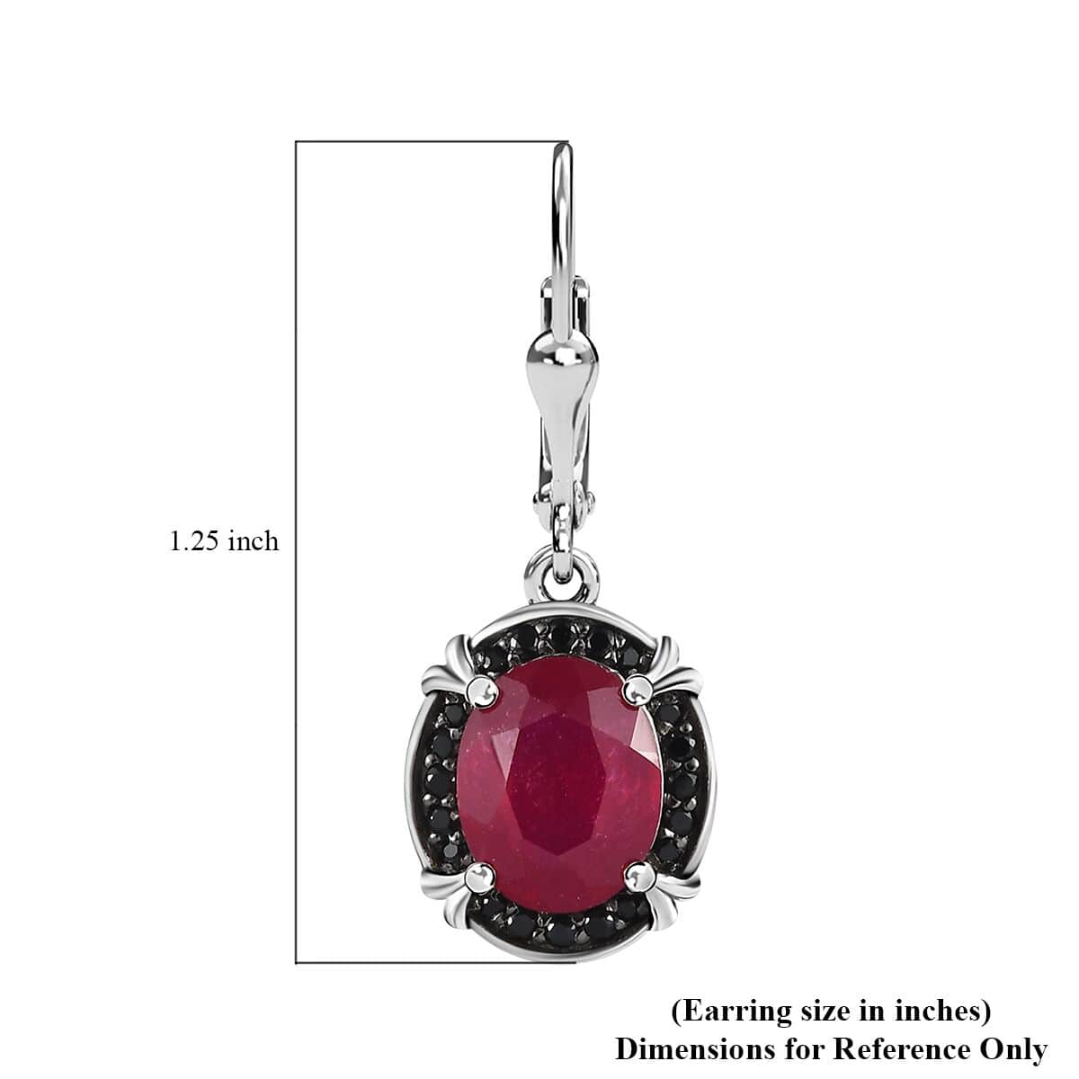 Niassa Ruby (FF) and Thai Black Spinel Lever Back Earrings in Platinum Over Sterling Silver 8.35 ctw image number 5
