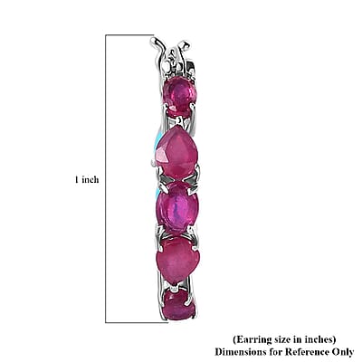 Niassa Ruby (FF) and Sleeping Beauty Turquoise 5.90 ctw Inside Out Hoop Earrings in Platinum Over Sterling Silver