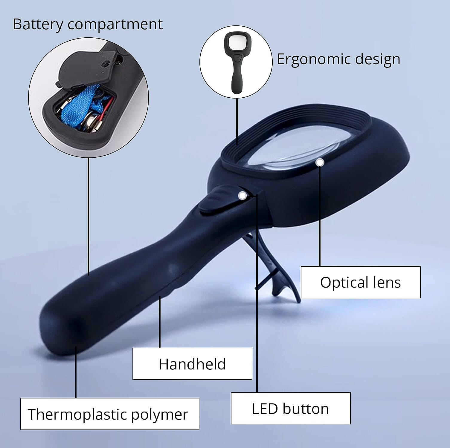 Closeout Total Vision LED Magnifying Glass - Black