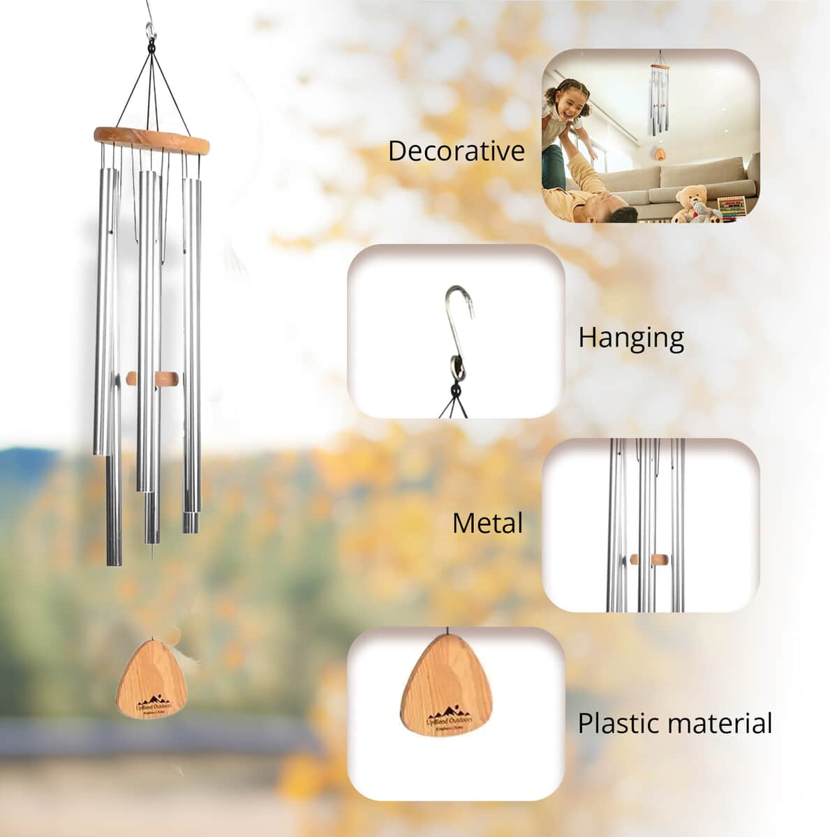 B and G Sales Metal Wind Chime in Goldtone 21 image number 2